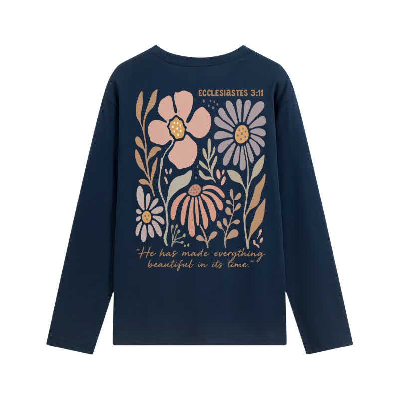 Christianartworkshop Dual-Sided Ecclesiastes 3:11 Floral Long Sleeve T-Shirt - image 7