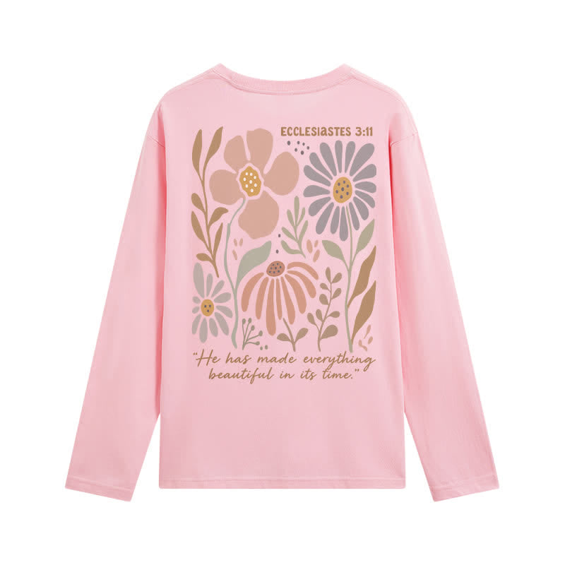 Christianartworkshop Dual-Sided Ecclesiastes 3:11 Floral Long Sleeve T-Shirt - image 19