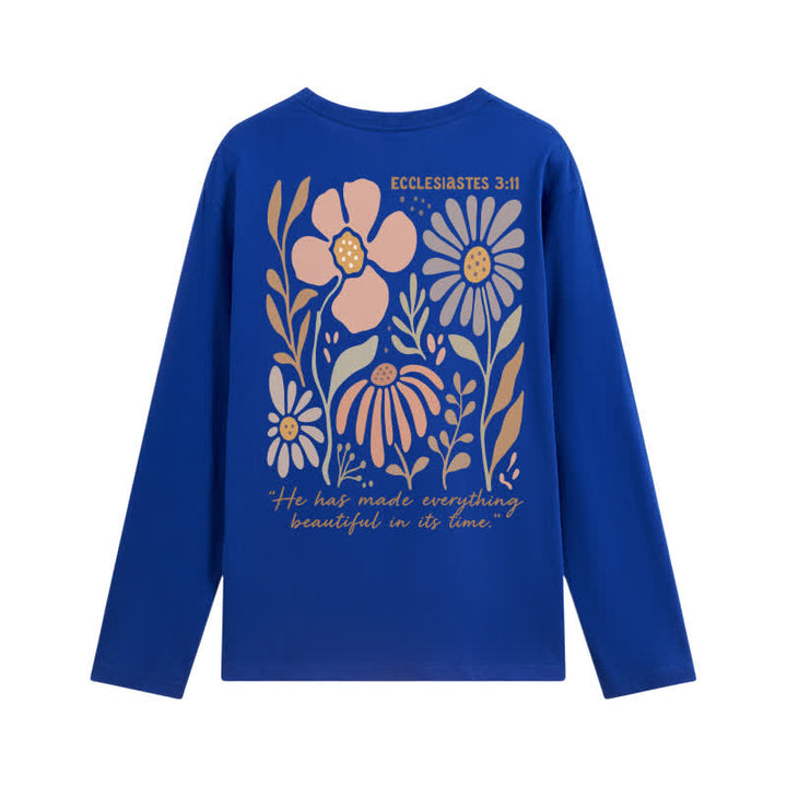 Christianartworkshop Dual-Sided Ecclesiastes 3:11 Floral Long Sleeve T-Shirt - image 34