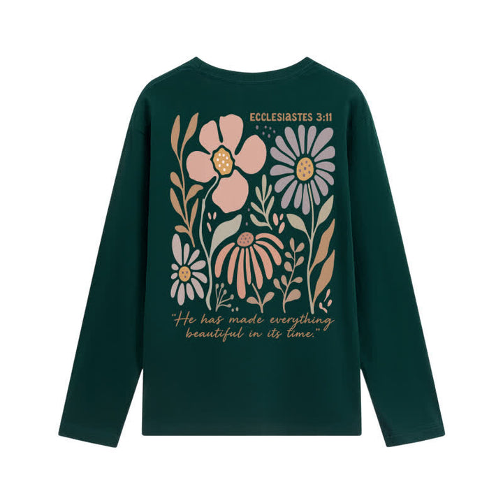 Christianartworkshop Dual-Sided Ecclesiastes 3:11 Floral Long Sleeve T-Shirt - image 25