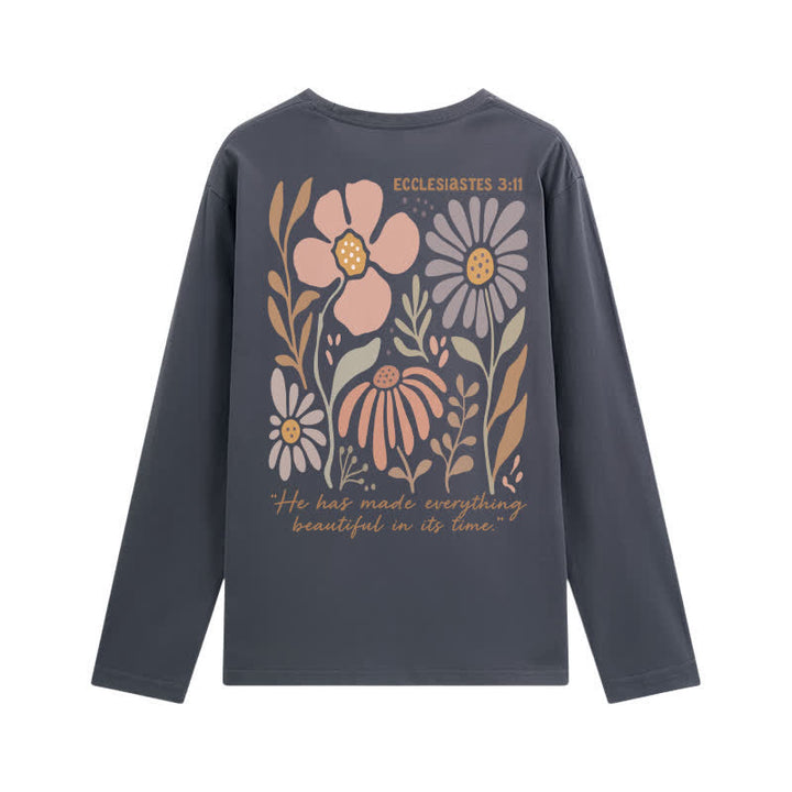 Christianartworkshop Dual-Sided Ecclesiastes 3:11 Floral Long Sleeve T-Shirt - image 22