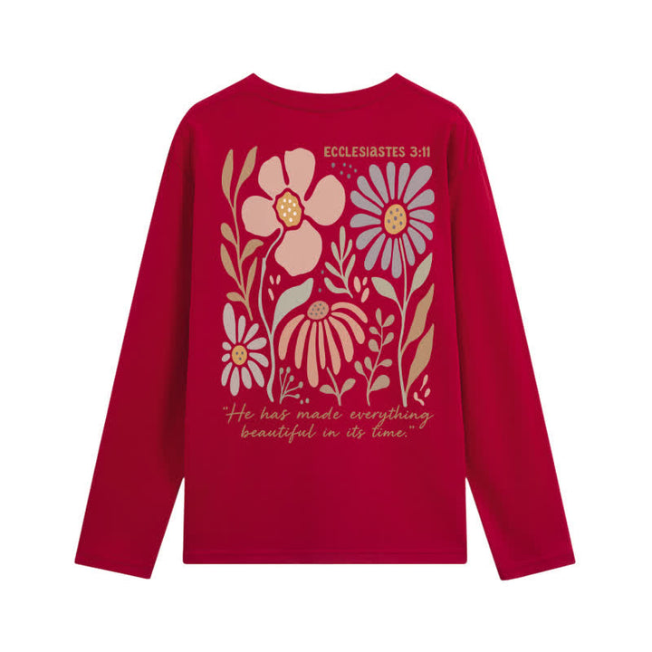 Christianartworkshop Dual-Sided Ecclesiastes 3:11 Floral Long Sleeve T-Shirt - image 29