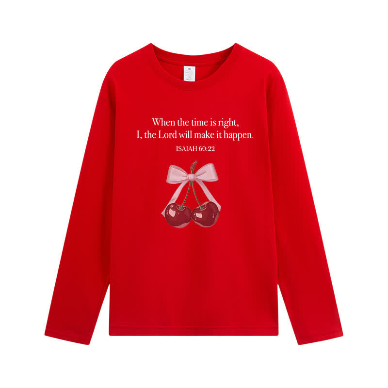 Christianartworkshop Isaiah 60:22 Cherry Bow Graphic Long-Sleeve T-Shirt - Red - 4XL - image 5