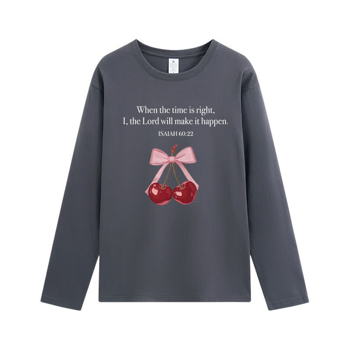 Christianartworkshop Isaiah 60:22 Cherry Bow Graphic Long-Sleeve T-Shirt - Grey - 4XL - image 9