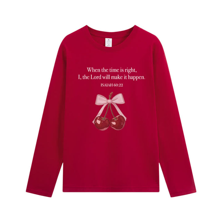 Christianartworkshop Isaiah 60:22 Cherry Bow Graphic Long-Sleeve T-Shirt - Wine - 4XL - image 6