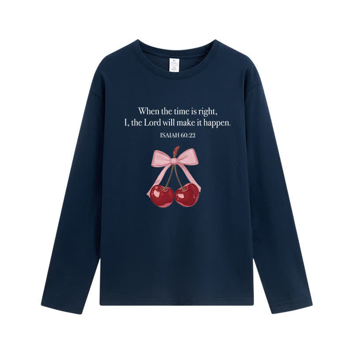 Christianartworkshop Isaiah 60:22 Cherry Bow Graphic Long-Sleeve T-Shirt - Navy - 4XL - image 8