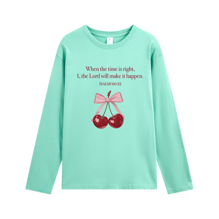 Christianartworkshop Isaiah 60:22 Cherry Bow Graphic Long-Sleeve T-Shirt - Mint - 4XL - image 4