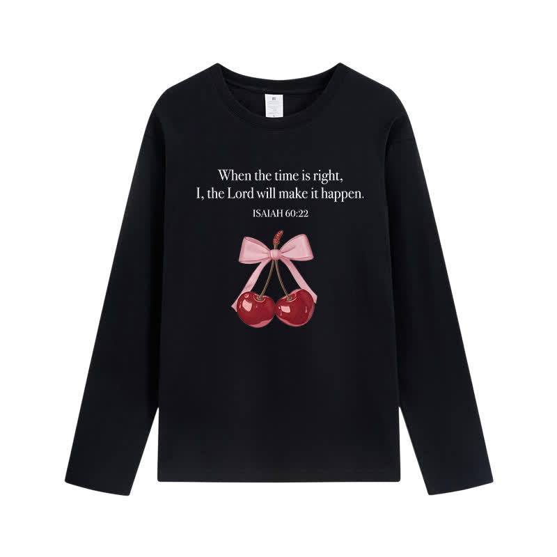 Christianartworkshop Isaiah 60:22 Cherry Bow Graphic Long-Sleeve T-Shirt - Black - 4XL - image 7