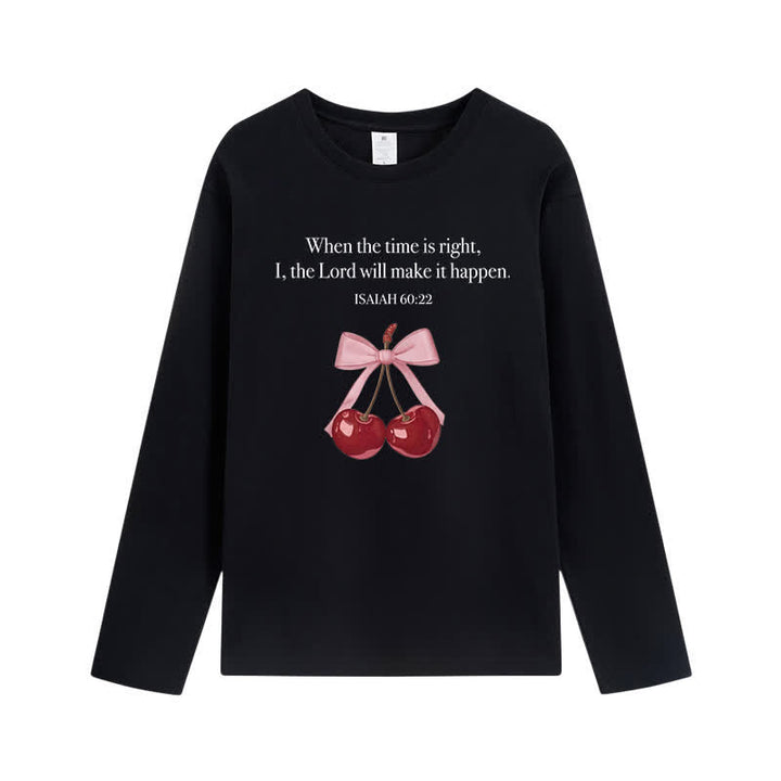 Christianartworkshop Isaiah 60:22 Cherry Bow Graphic Long-Sleeve T-Shirt - Black - 4XL - image 7