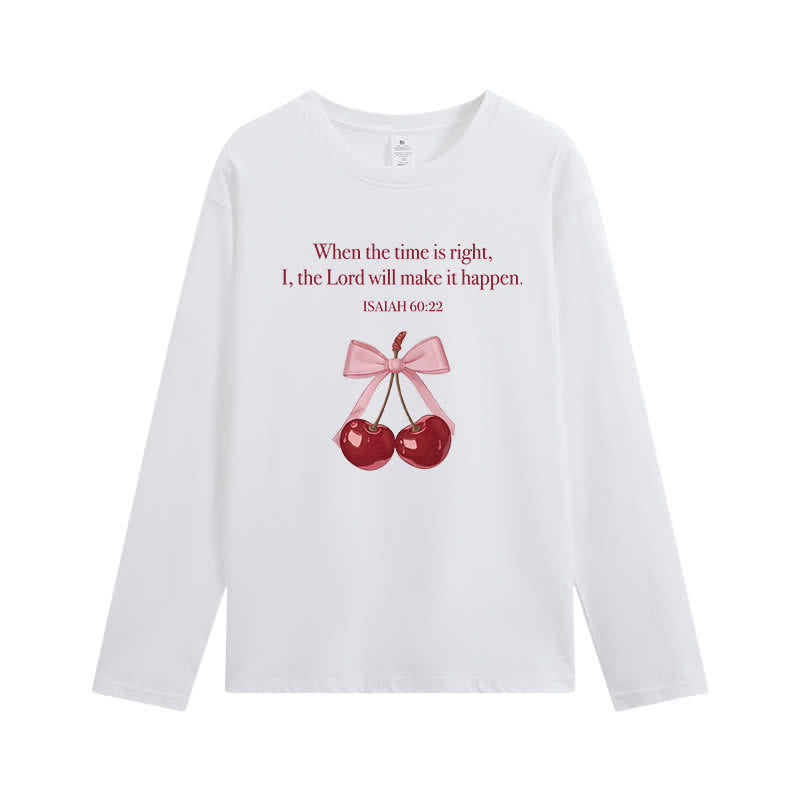 Christianartworkshop Isaiah 60:22 Cherry Bow Graphic Long-Sleeve T-Shirt - White - 4XL - image 1