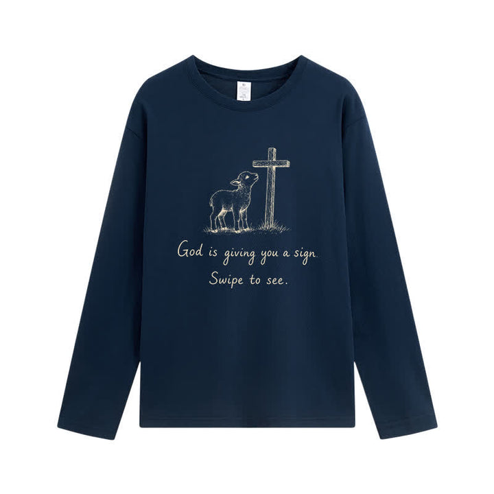 Christianartworkshop God Is Giving You A Sign Long Sleeve T-Shirt - Navy - 4XL - image 4