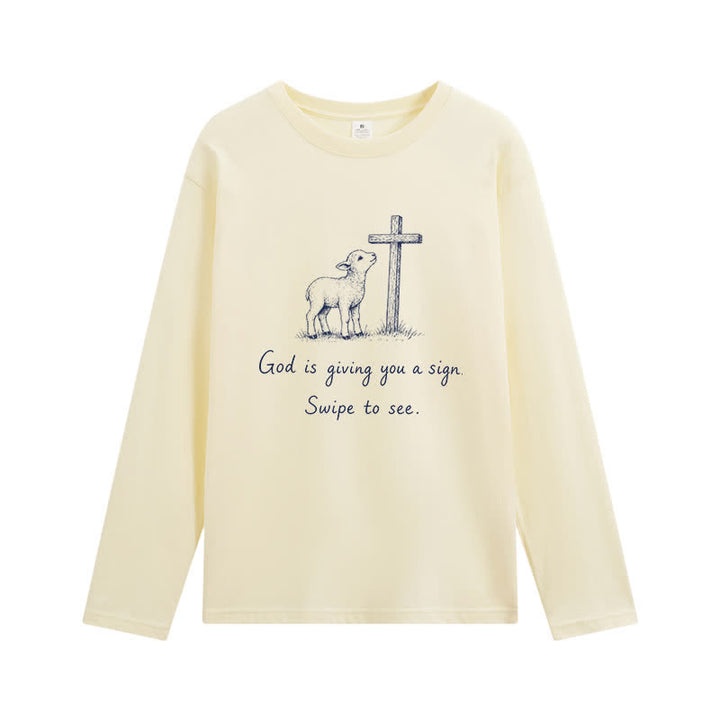 Christianartworkshop God Is Giving You A Sign Long Sleeve T-Shirt - Beige - 4XL - image 3