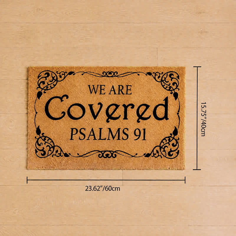 Christianartworkshop Entryway Faith Quote We Are Covered Psalms 91 Artificial Coir Doormat - 15.75''*23.62''/40*60cm - image 7