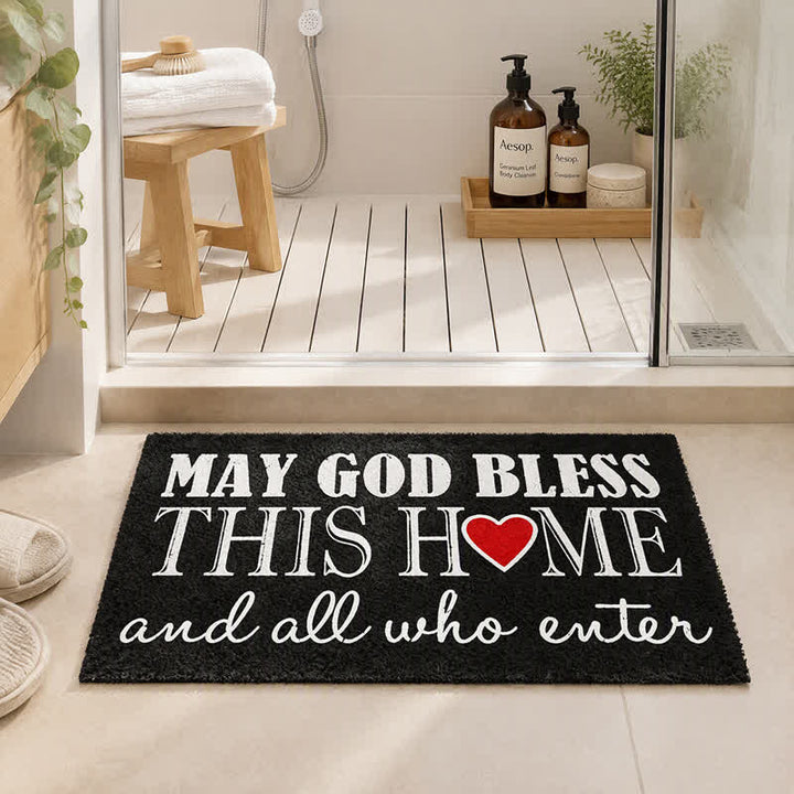 Christianartworkshop Mixed Font Heart Blessing Artificial Coir Doormat - image 0