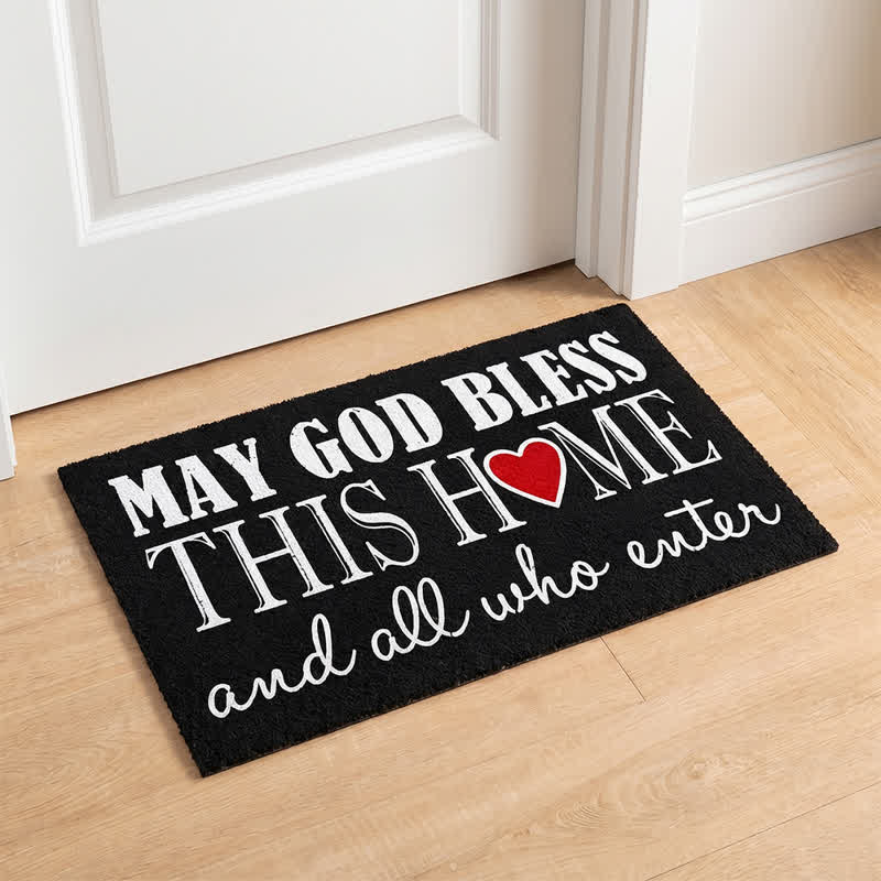 Christianartworkshop Mixed Font Heart Blessing Artificial Coir Doormat - image 1