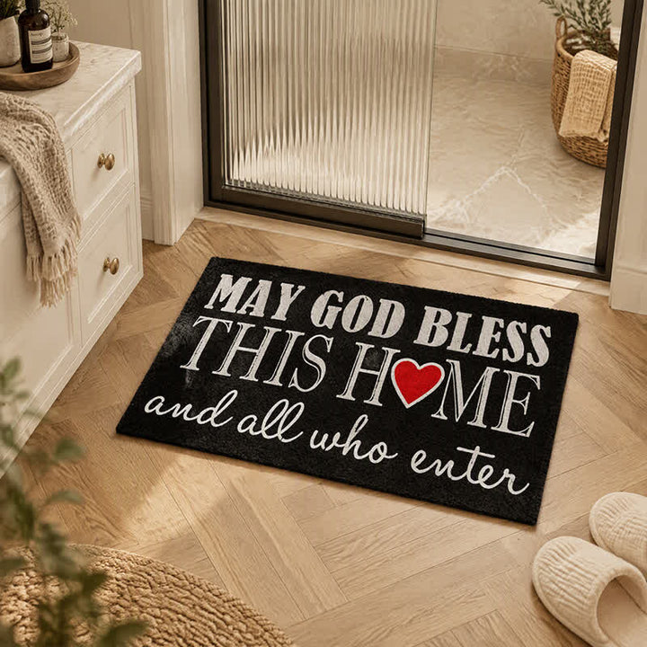 Christianartworkshop Mixed Font Heart Blessing Artificial Coir Doormat - image 2