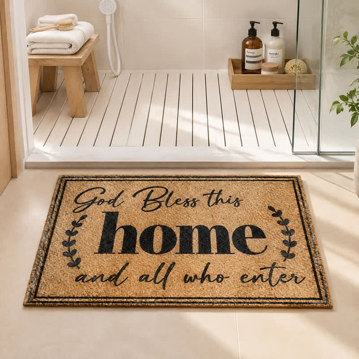 Christianartworkshop Elegant Laurel Welcome Verse Artificial Coir Doormat - image 2