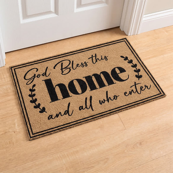 Christianartworkshop Elegant Laurel Welcome Verse Artificial Coir Doormat - image 0