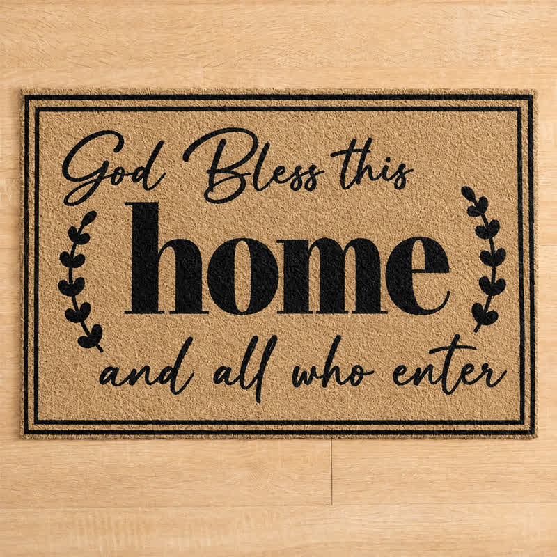 Christianartworkshop Elegant Laurel Welcome Verse Artificial Coir Doormat - image 3