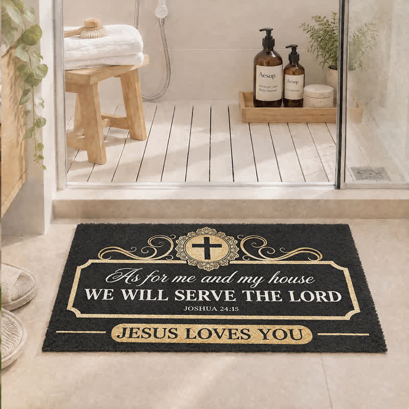 Christianartworkshop Joshua 24:15 Verse Cross Framed Artificial Coir Doormat - image 2