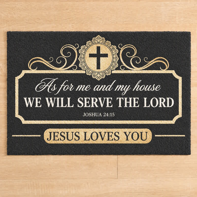 Christianartworkshop Joshua 24:15 Verse Cross Framed Artificial Coir Doormat - image 3