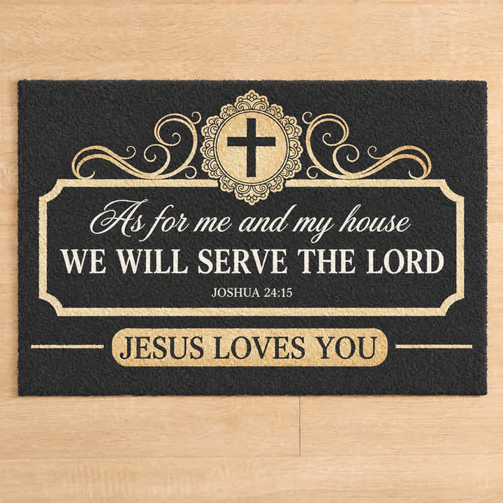 Christianartworkshop Joshua 24:15 Verse Cross Framed Artificial Coir Doormat - image 3