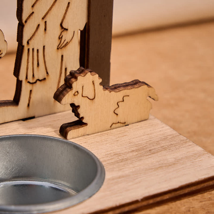 Christianartworkshop Nativity Stable Wooden Candle Decor : Emblem of Quiet Christmas Blessing - image 6