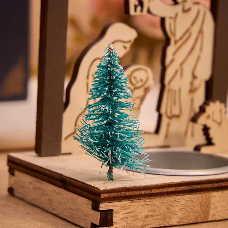 Christianartworkshop Nativity Stable Wooden Candle Decor : Emblem of Quiet Christmas Blessing - image 5