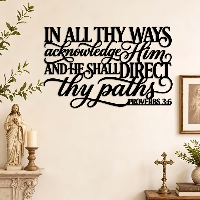 Christianartworkshop Cursive Proverbs Quote Metal Wall Decor : Emblem of Gentle Divine Guidance - image 0