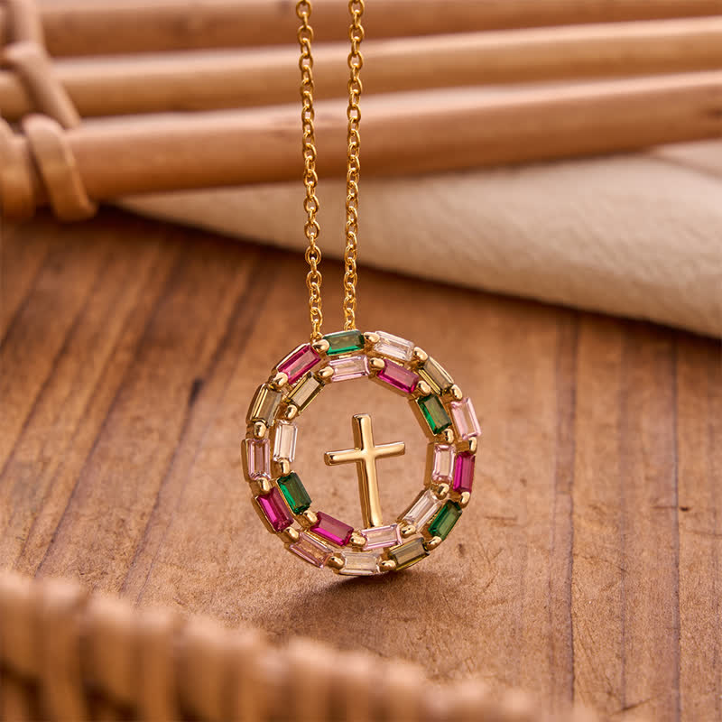 FREE Today: Gem Wreath Cross Copper Necklace: Emblem of Timeless Heavenly Grace - Cross - image 0
