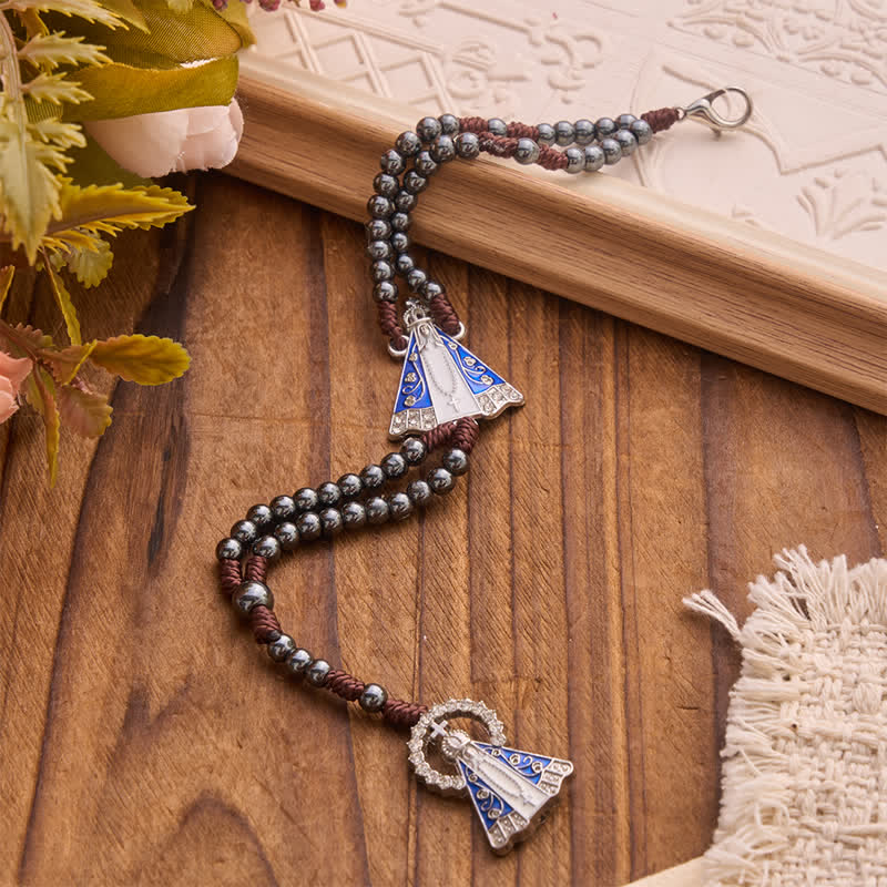 Christianartworkshop Braided Bead Car Pendant with Our Lady of Aparecida - image 3
