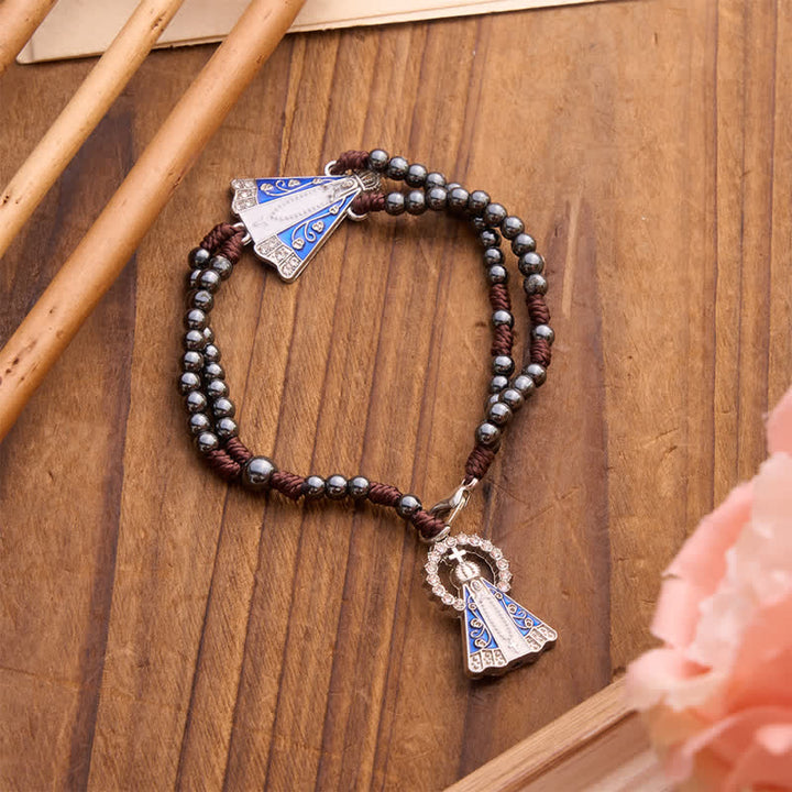Christianartworkshop Braided Bead Car Hanger with Our Lady: Emblem of Gentle Heavenly Shelter - image 2