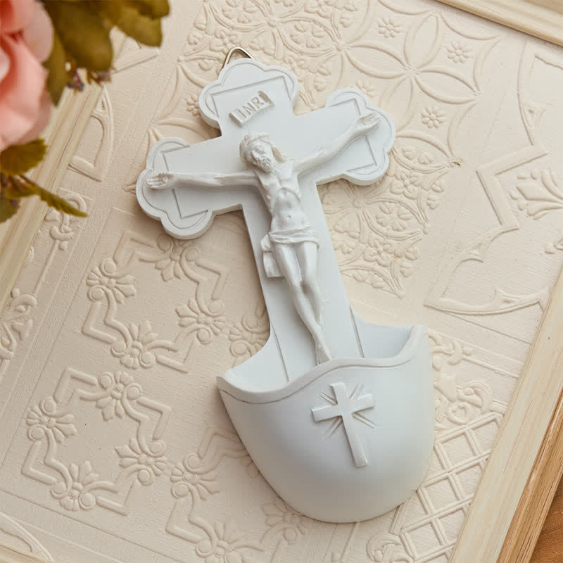 FREE Today: Sculpted Crucifix Resin Holy Water Font: Beacon of Serene Heavenly Guidance - image 2