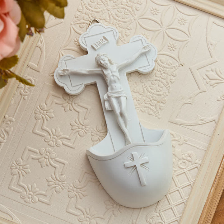 FREE Today: Sculpted Crucifix Resin Holy Water Font: Beacon of Serene Heavenly Guidance - image 2