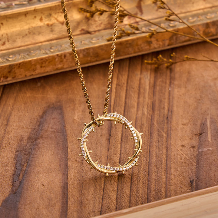 Christianartworkshop Crown of Thorns Zircon Necklace: A Symbol of Christ’s Redemptive Sacrifice - image 5
