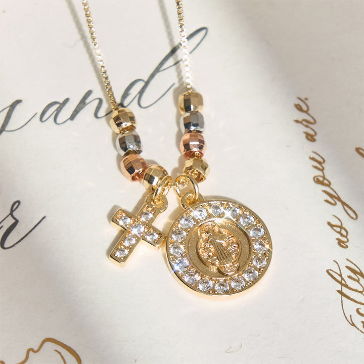 Christianartworkshop Mixed‑Bead St. Benedict Cross Pendant Necklace: Sign of Everlasting Sacred Safeguard - St. Benedict & Cross - image 0