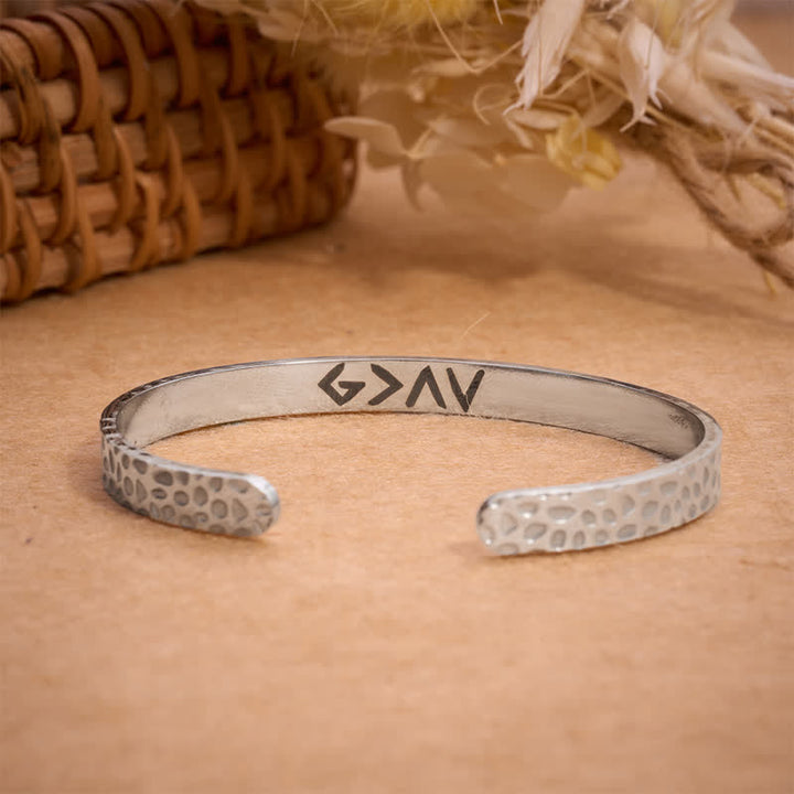 Christianartworkshop Elegant Hammered Finish God Verse Cuff Bracelet: Reminder of Tender Heavenly Care - Silver - image 0