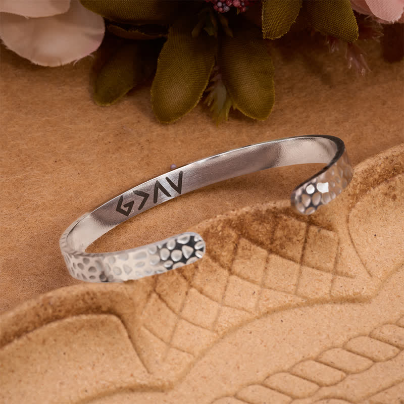Christianartworkshop Elegant Hammered Finish God Verse Cuff Bracelet: Reminder of Tender Heavenly Care - image 1