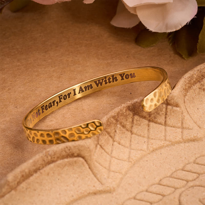 Christianartworkshop Hidden Scripture Stainless Cuff Bracelet: Secret Reminder of Divine Companionship - Golden - image 0
