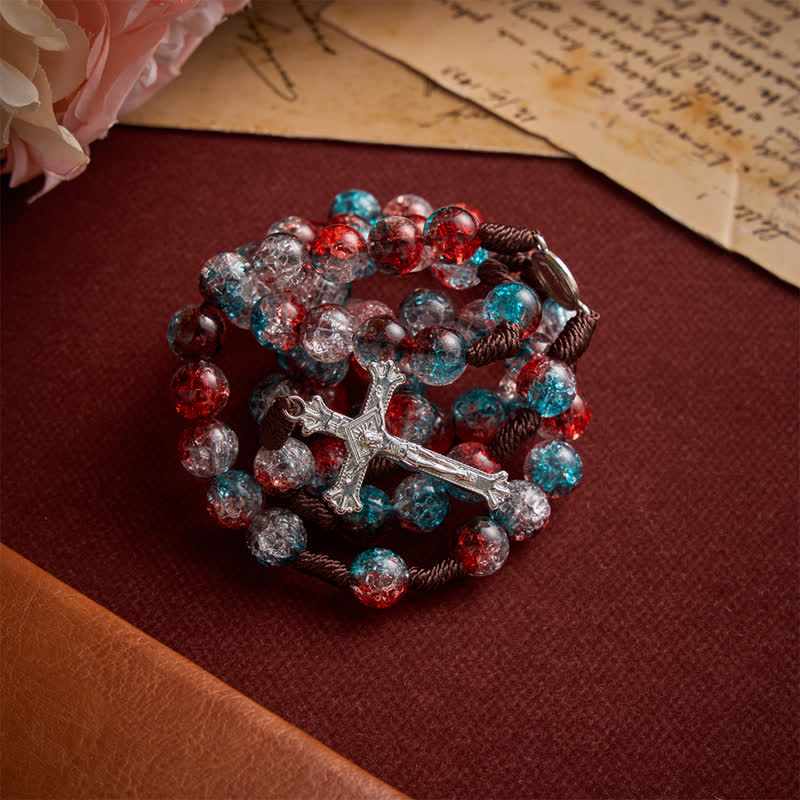 Christianartworkshop Christmas Themed Translucent Crackle Bead Rosary - image 6