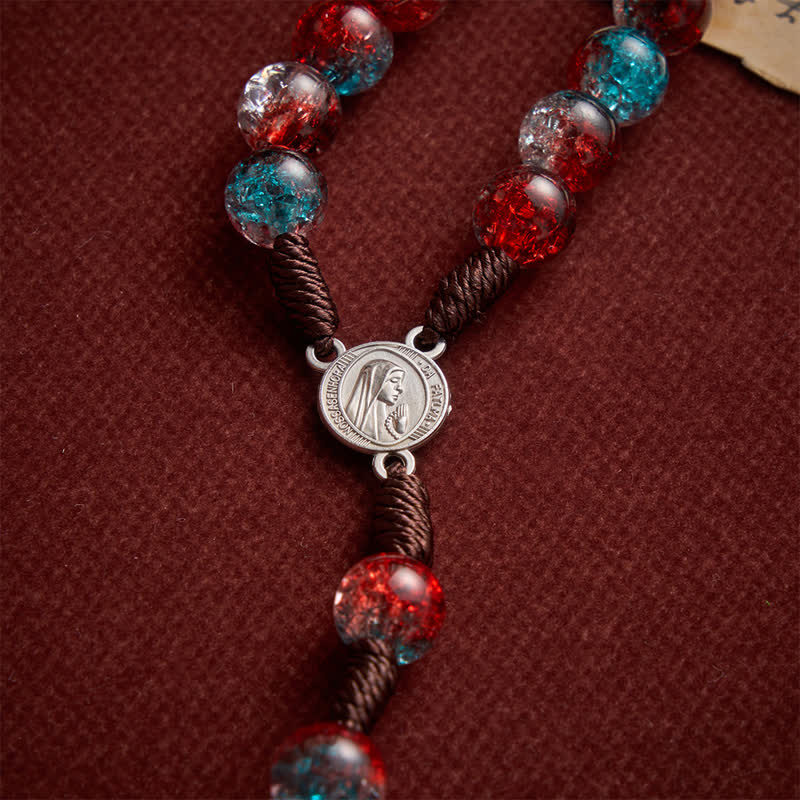 Christianartworkshop Christmas Themed Translucent Crackle Bead Rosary - image 8