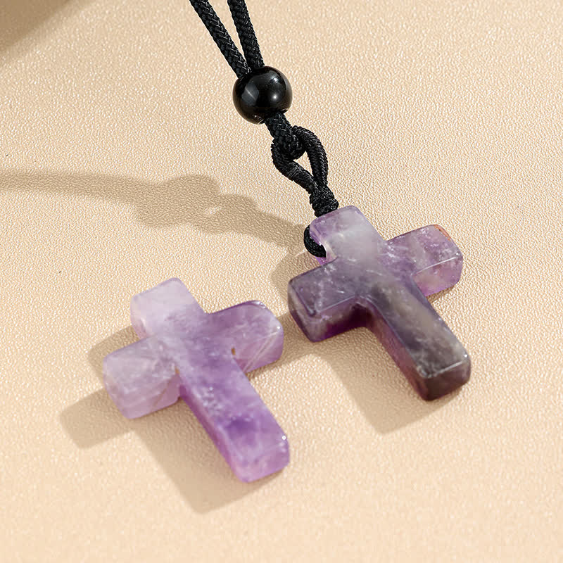 FREE Today: Versatile Natural Stone Cross Knot Necklace: Charm of Everlasting Divine Favor - Amethyst - image 8