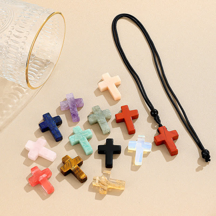 FREE Today: Versatile Natural Stone Cross Knot Necklace: Charm of Everlasting Divine Favor - image 3