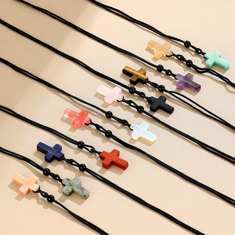 FREE Today: Versatile Natural Stone Cross Knot Necklace: Charm of Everlasting Divine Favor - image 1