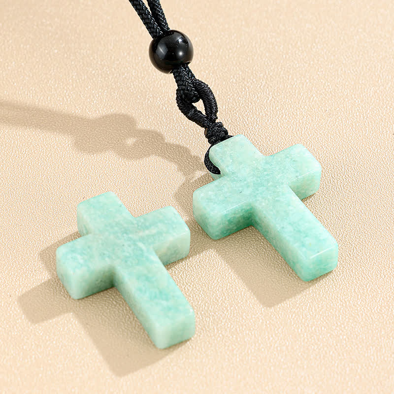 FREE Today: Versatile Natural Stone Cross Knot Necklace: Charm of Everlasting Divine Favor - Amazonite - image 5