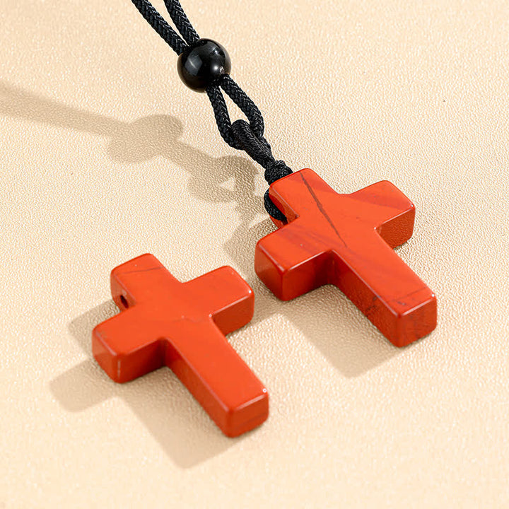 FREE Today: Versatile Natural Stone Cross Knot Necklace: Charm of Everlasting Divine Favor - Red Jasper - image 7