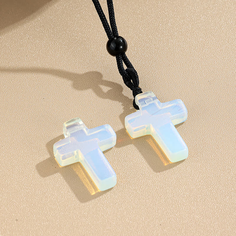 FREE Today: Versatile Natural Stone Cross Knot Necklace: Charm of Everlasting Divine Favor - Opal - image 14