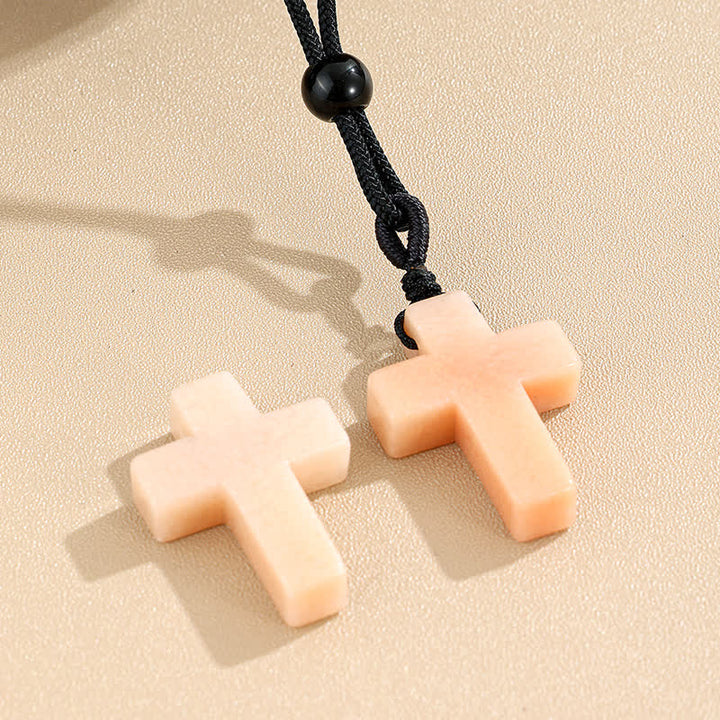 FREE Today: Versatile Natural Stone Cross Knot Necklace: Charm of Everlasting Divine Favor - Rose Quartz - image 13
