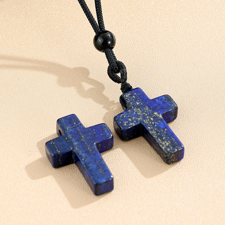 FREE Today: Versatile Natural Stone Cross Knot Necklace: Charm of Everlasting Divine Favor - Lapis Lazuli - image 11