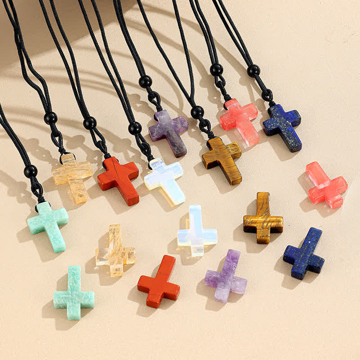 FREE Today: Versatile Natural Stone Cross Knot Necklace: Charm of Everlasting Divine Favor - image 2